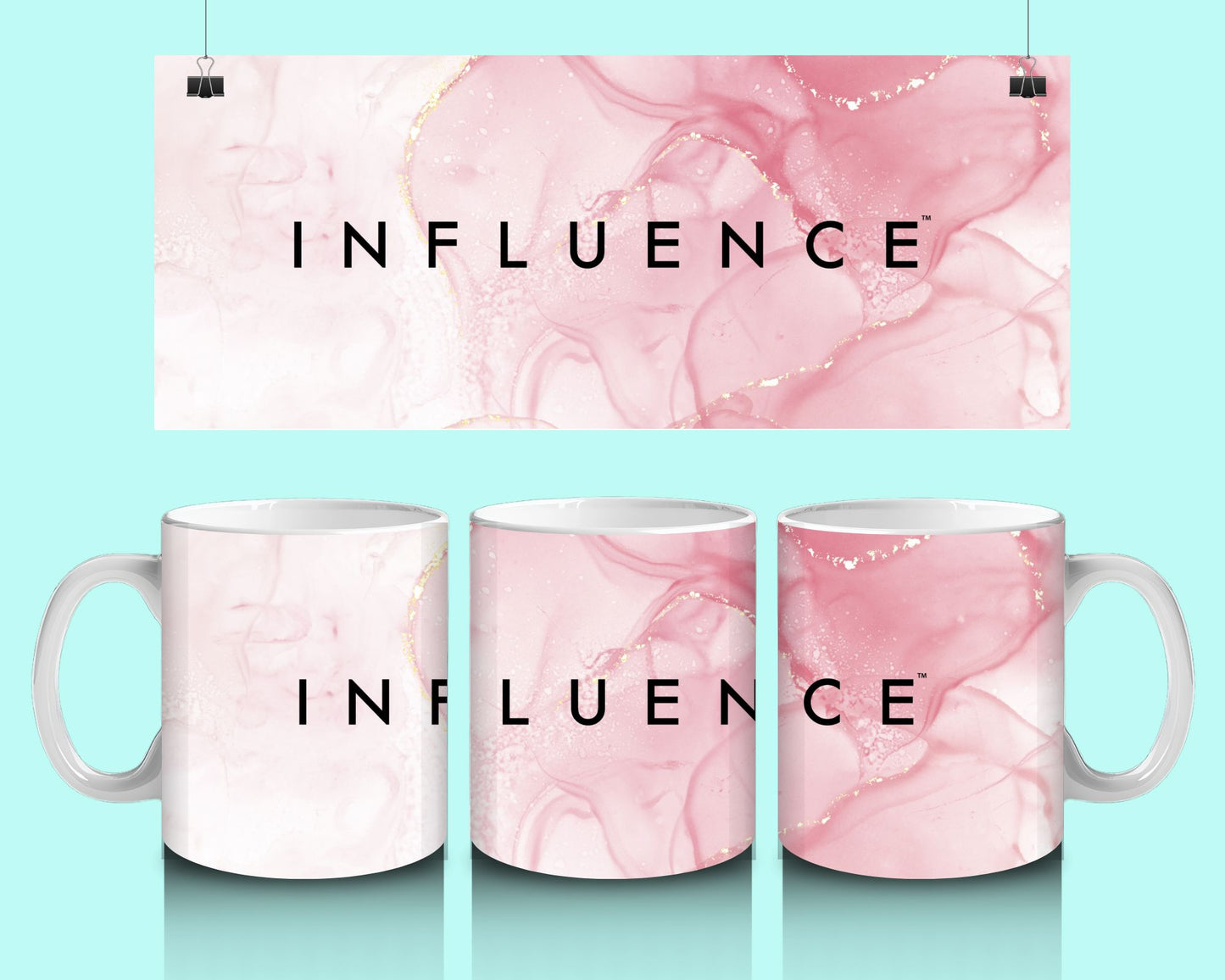 15 oz Coffee Cup Grand Design Influence Lovey Makes It Influence on Pink Marble No Name Horizontal <- ->