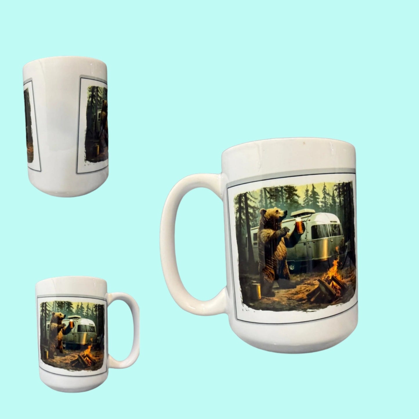 15 oz Custom Coffee Cups Lovey Makes It Bear Camping