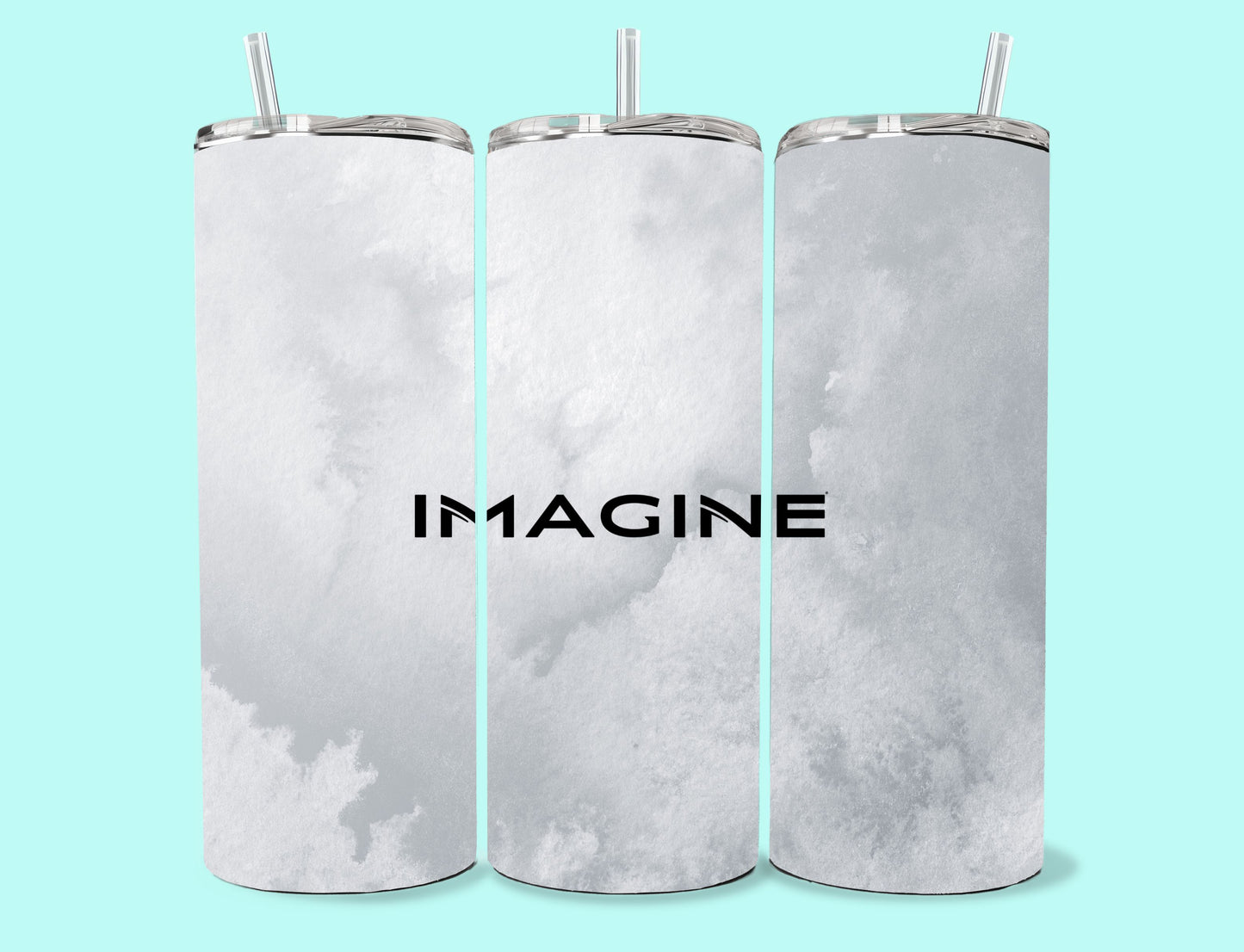 20 oz Skinny Tumbler Grand Design Imagine Lovey Makes It Imagine on Grey Frost No Name Horizontal <- ->
