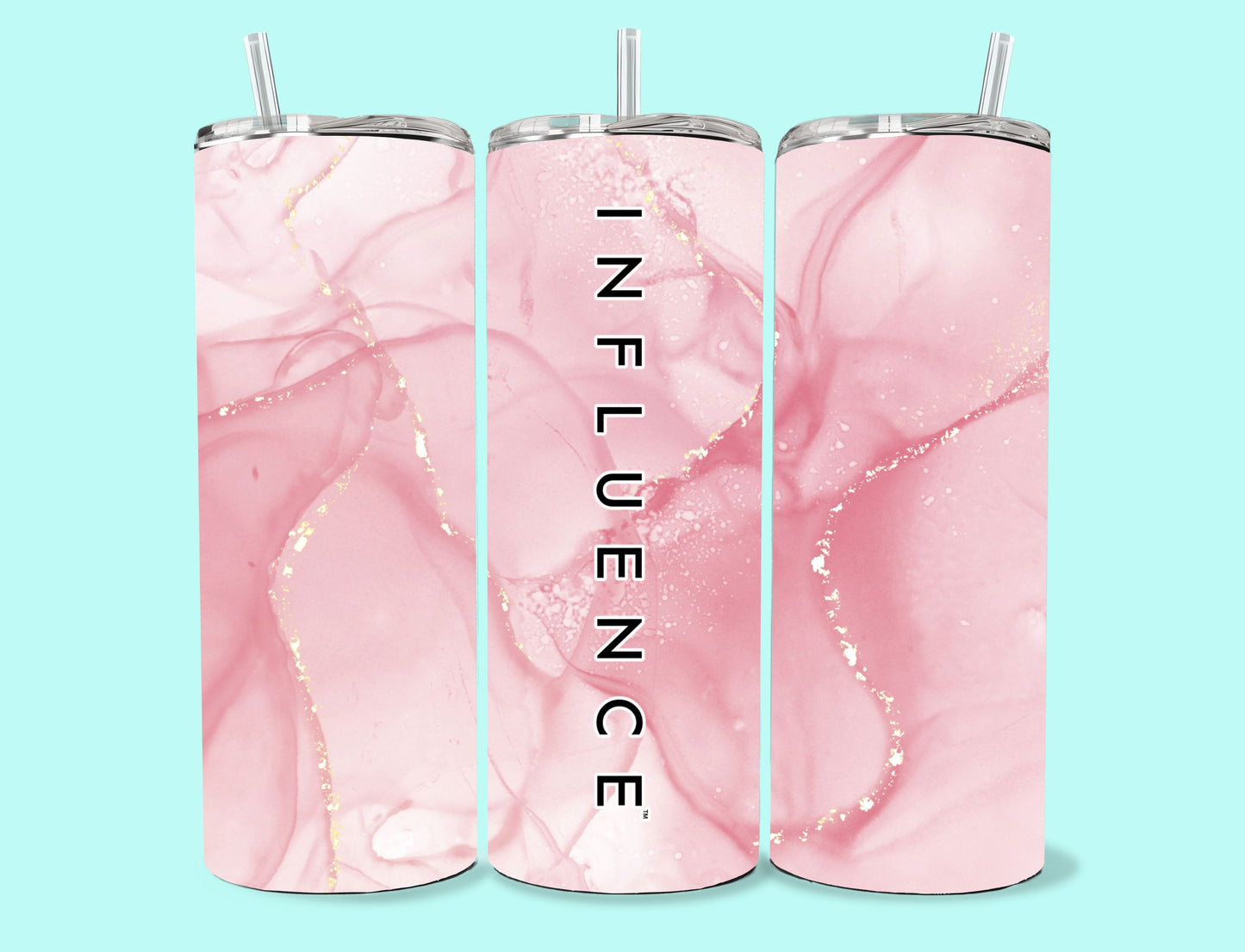 20 oz Skinny Tumbler Grand Design Influence Lovey Makes It Influence on Pink Marble No Name Vertical