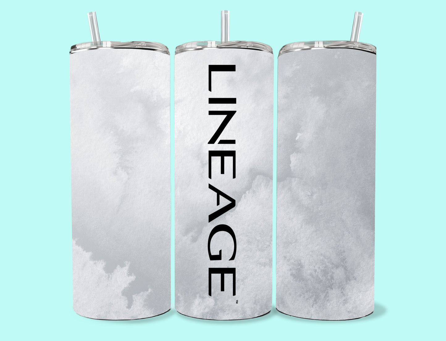 20 oz Skinny Tumbler Grand Design Lineage Lovey Makes It Lineage on Grey Frost No Name Vertical