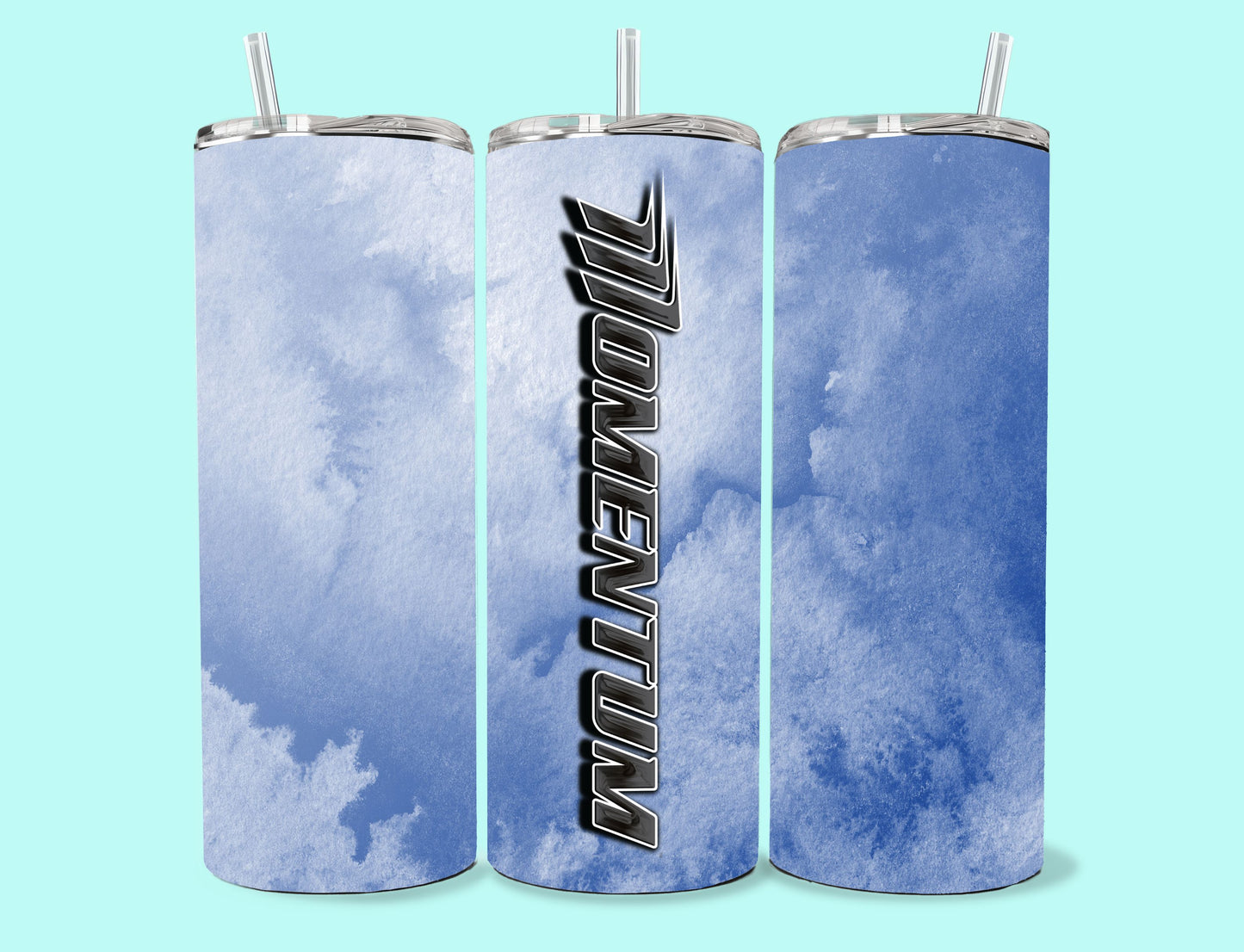 20 oz Skinny Tumbler Grand Design Momentum Lovey Makes It Momentum on Blue Frost No Name Vertical