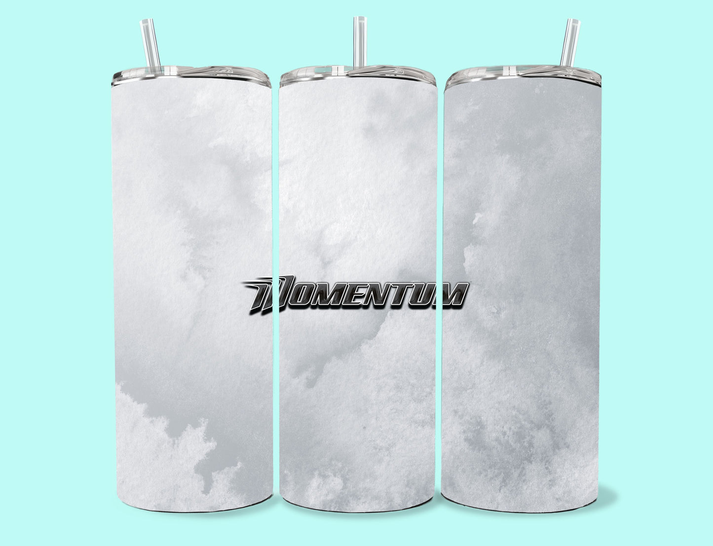 20 oz Skinny Tumbler Grand Design Momentum Lovey Makes It Momentum on Grey Frost No Name Horizontal <- ->