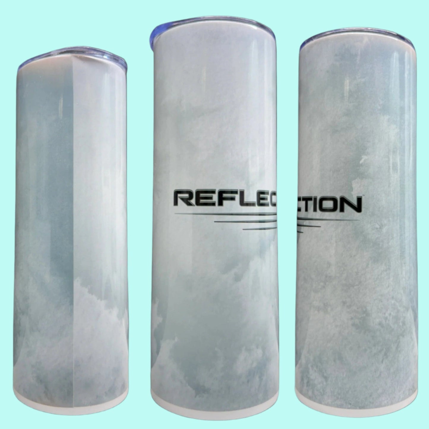 20 oz Skinny Tumbler Grand Design Reflection Lovey Makes It Reflection on Grey Frost No Name Horizontal <- ->