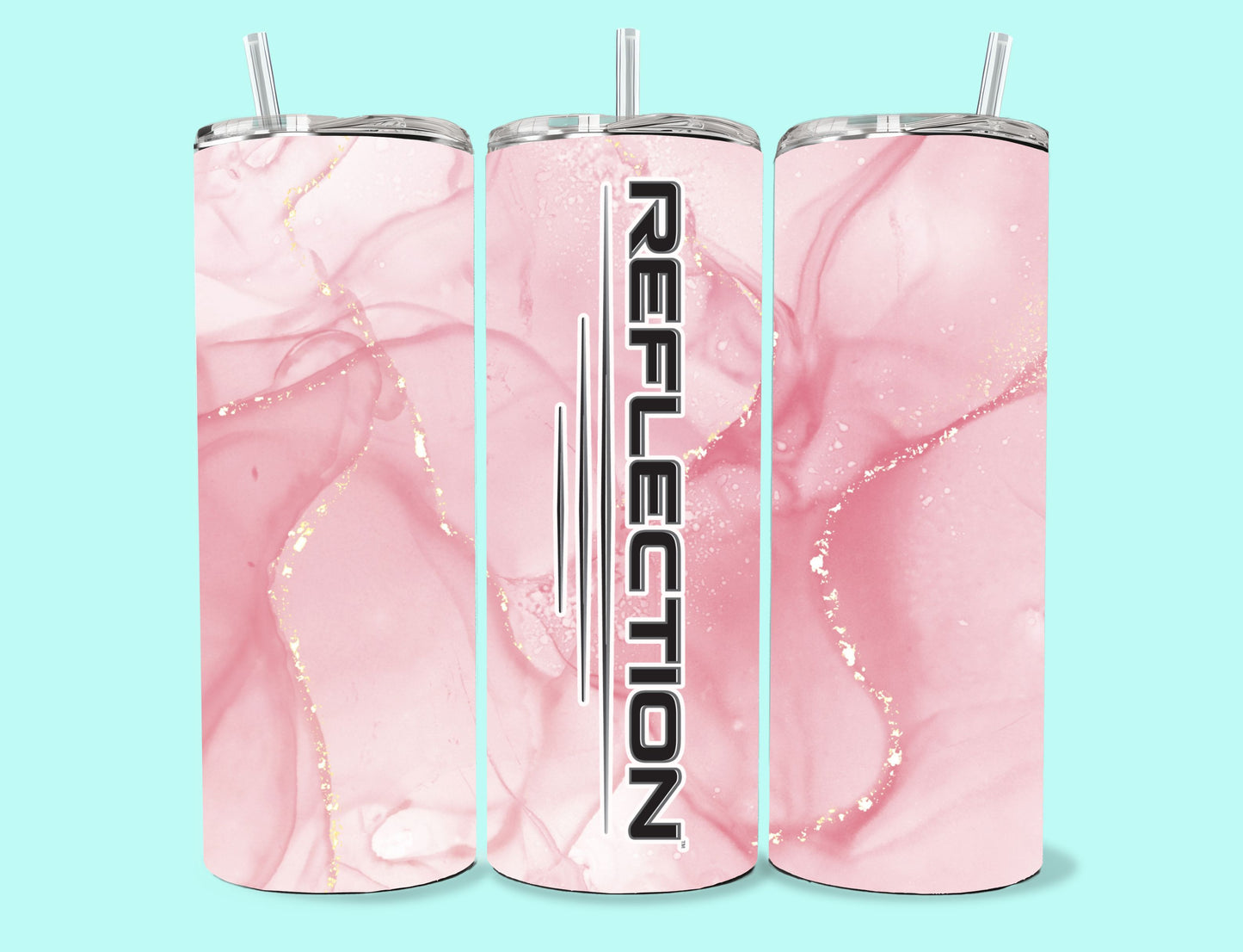 20 oz Skinny Tumbler Grand Design Reflection Lovey Makes It Reflection on Pink Marble No Name Vertical