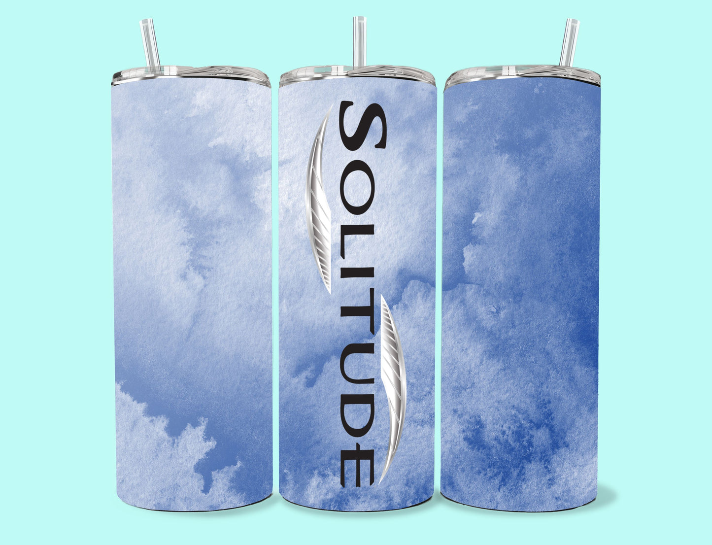 20 oz Skinny Tumbler Grand Design Solitude Lovey Makes It Solitude on Blue Frost No Name Vertical