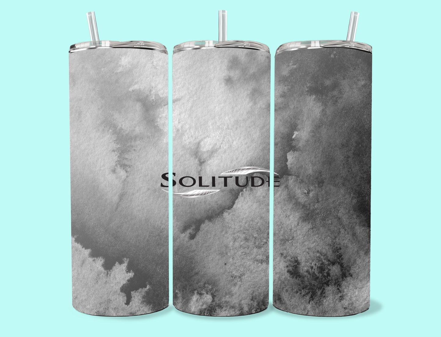 20 oz Skinny Tumbler Grand Design Solitude Lovey Makes It Solitude on Dark Grey Frost No Name Horizontal <- ->