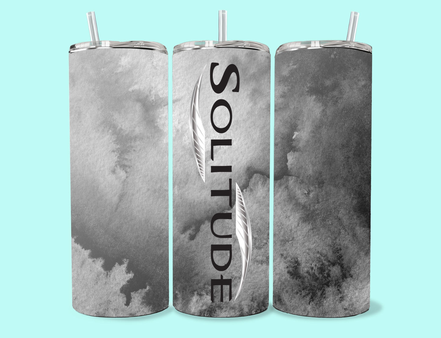 20 oz Skinny Tumbler Grand Design Solitude Lovey Makes It Solitude on Dark Grey Frost No Name Vertical