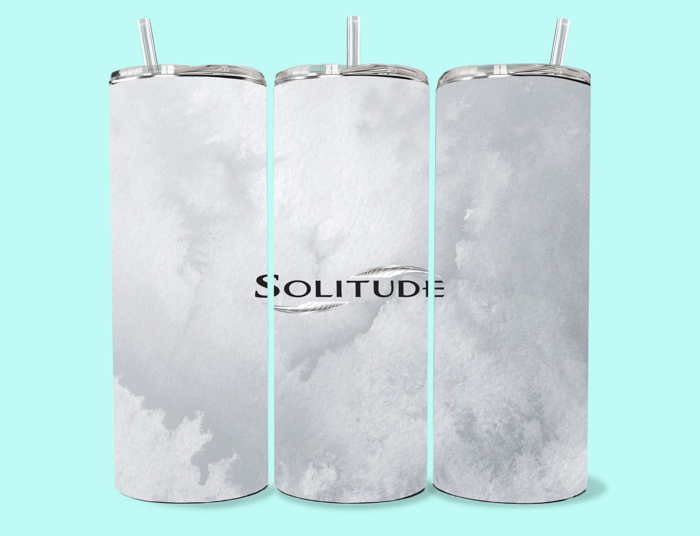 20 oz Skinny Tumbler Grand Design Solitude Lovey Makes It Solitude on Grey Frost No Name Horizontal <- ->