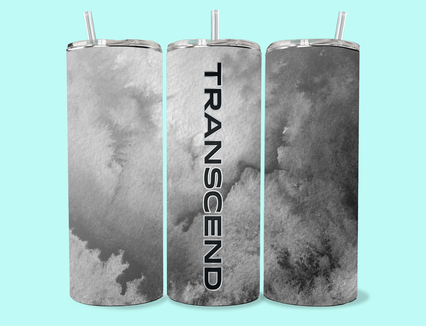 20 oz Skinny Tumbler Grand Design Transcend Lovey Makes It Transcend on Dark Grey Frost Personalized Vertical