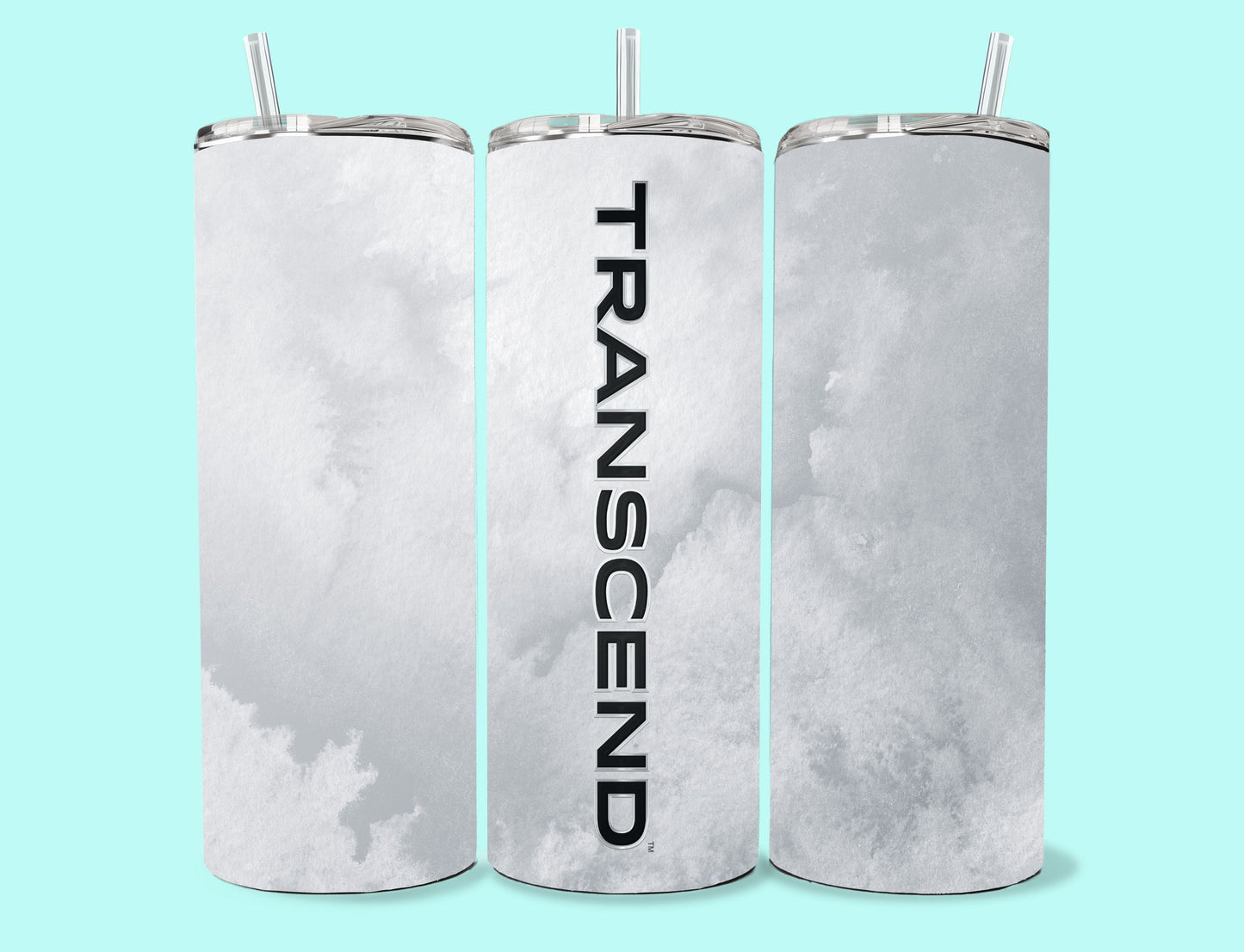 20 oz Skinny Tumbler Grand Design Transcend Lovey Makes It Transcend on Grey Frost Personalized Vertical