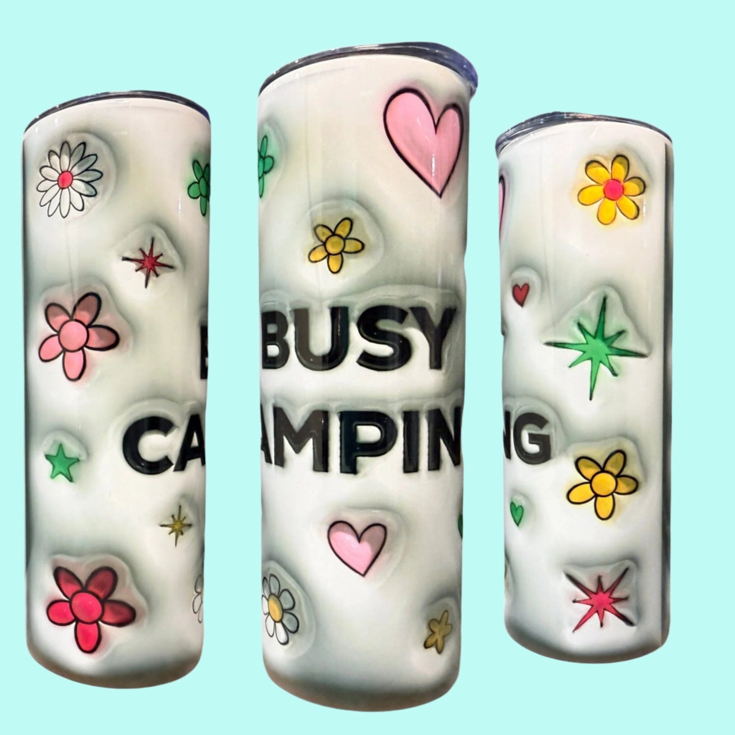 20 oz Skinny Tumblers - Customizable Lovey Makes It Busy Camping No Name