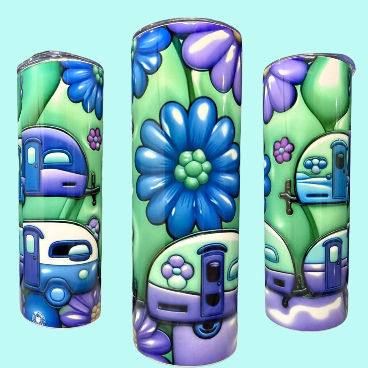 20 oz Skinny Tumblers - Customizable Lovey Makes It Campers - Flowers No Name