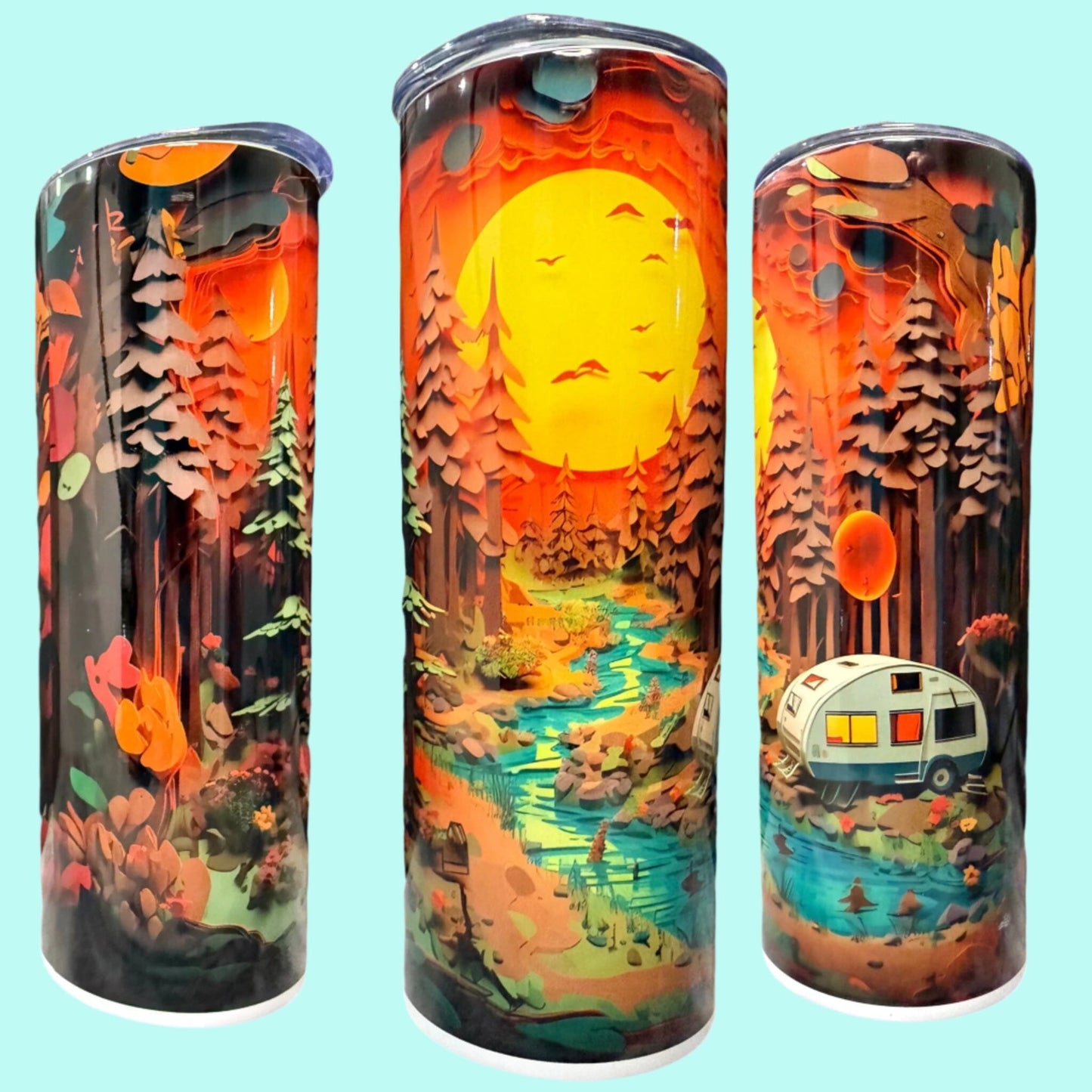 20 oz Skinny Tumblers - Customizable Lovey Makes It Campers - Forest No Name
