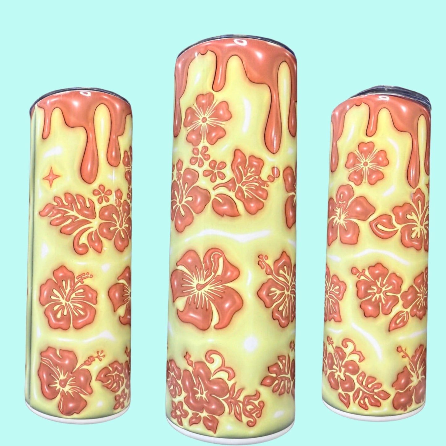 20 oz Skinny Tumblers - Customizable Lovey Makes It Flowers - Hawaiian Coral No Name