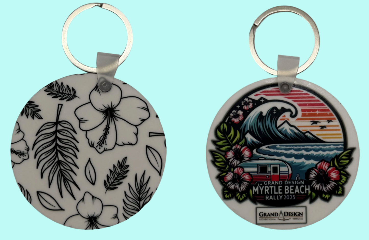 2025 MB Rally Keychain Lovey Makes It Round Black & White Foliage