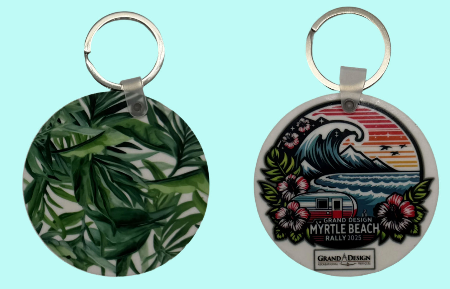 2025 MB Rally Keychain Lovey Makes It Round Green Foliage
