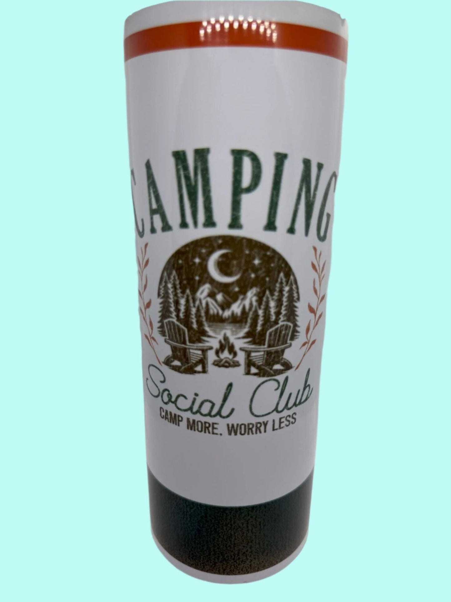 Discontinued 20 oz Custom Skinny Tumblers Lovey Makes It Camping Social Club
