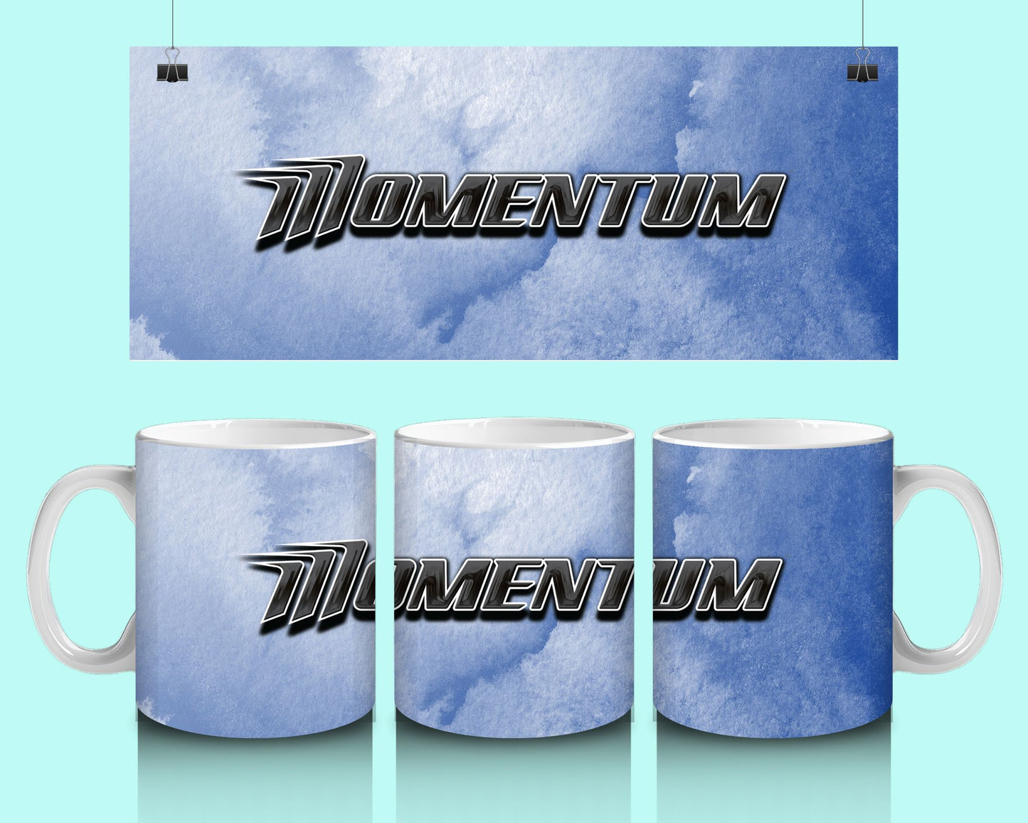 15 oz Coffee Cup Grand Design Momentum Lovey Makes It Momentum on Blue Frost No Name Horizontal <- ->