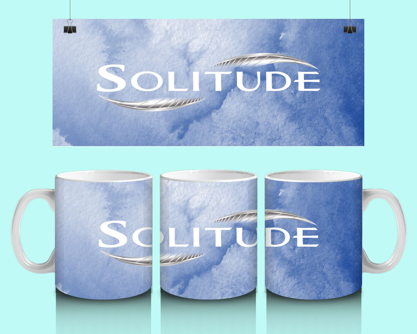 15 oz Coffee Cup Grand Design Solitude Lovey Makes It Solitude on Blue Frost No Name Horizontal <- ->