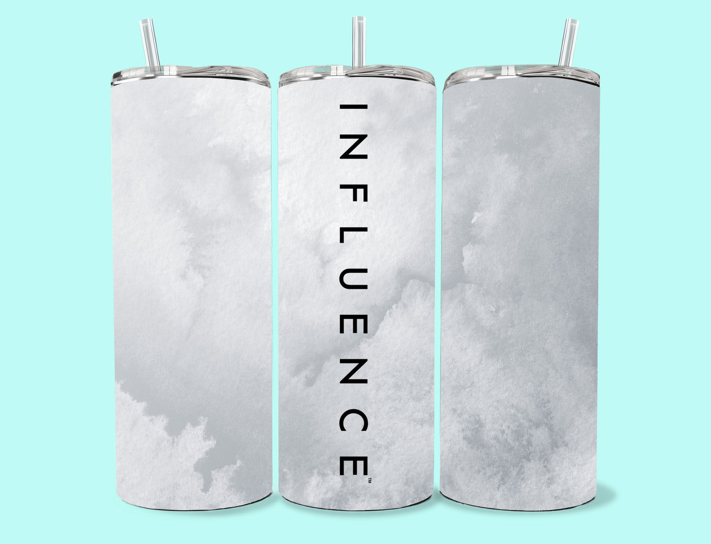 20 oz Skinny Tumbler Grand Design Influence Lovey Makes It Influence on Grey Frost No Name Vertical