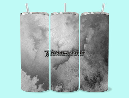 20 oz Skinny Tumbler Grand Design Momentum Lovey Makes It Momentum on Dark Grey Frost No Name Horizontal <- ->