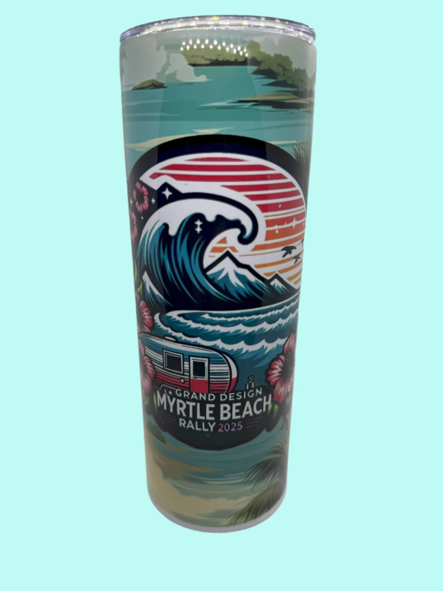 20 oz Skinny Tumblers Limited Edition 2025 MB GD Rally Lovey Makes It 2025 MB Rally Island Background 