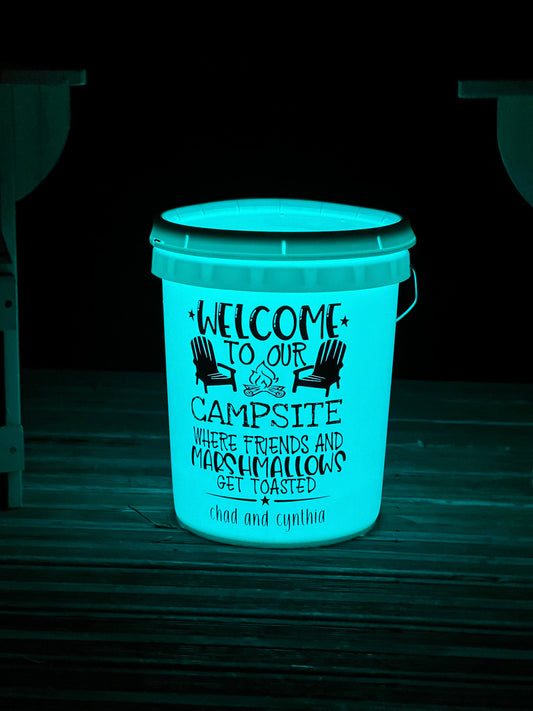 Campsite / Porch Large Bucket Decal (optional add on of bucket, light, your name) Lovey Makes It 