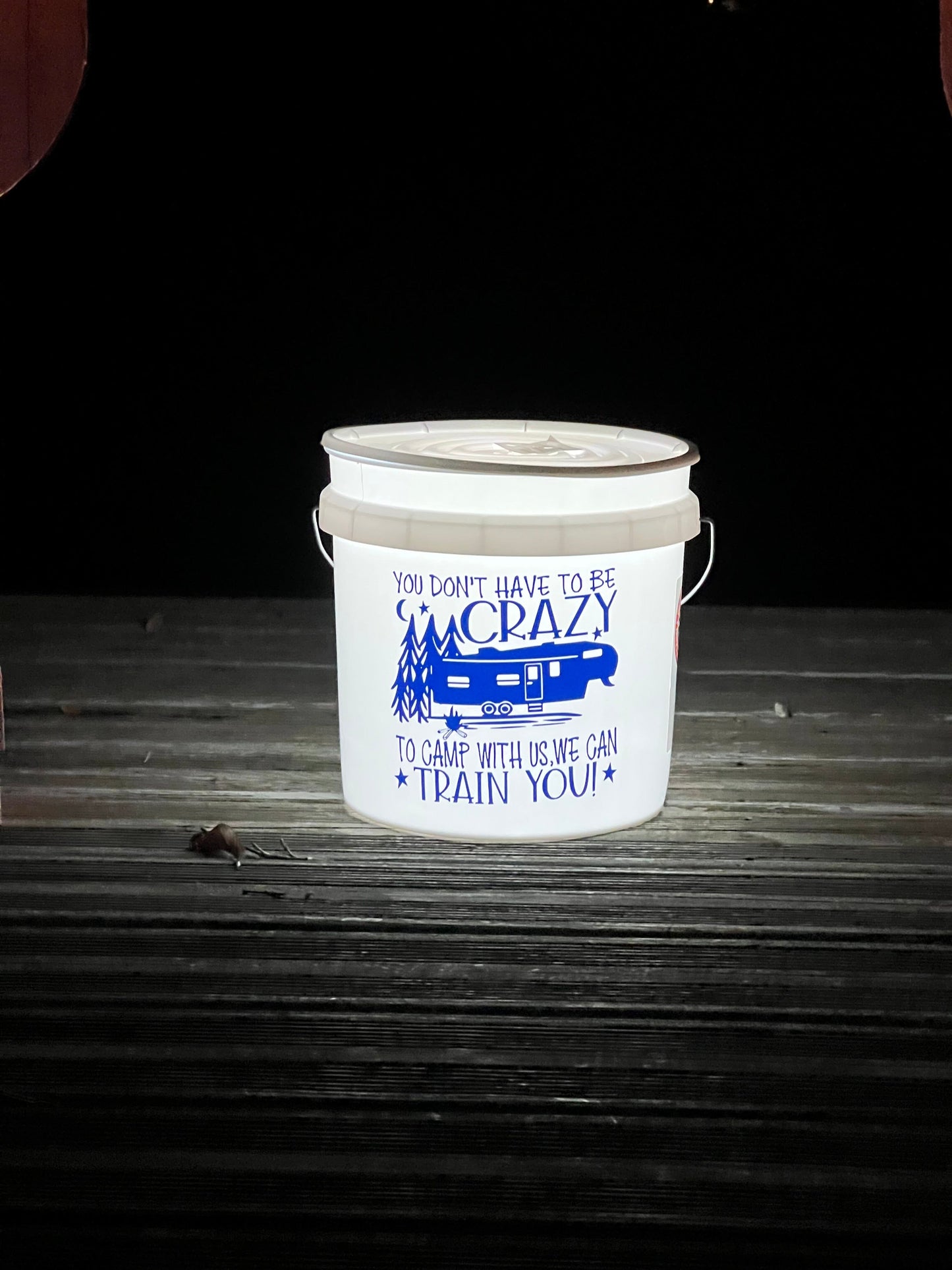Campsite / Porch Small Bucket Decal (optional add on of bucket, light, your name) Lovey Makes It 