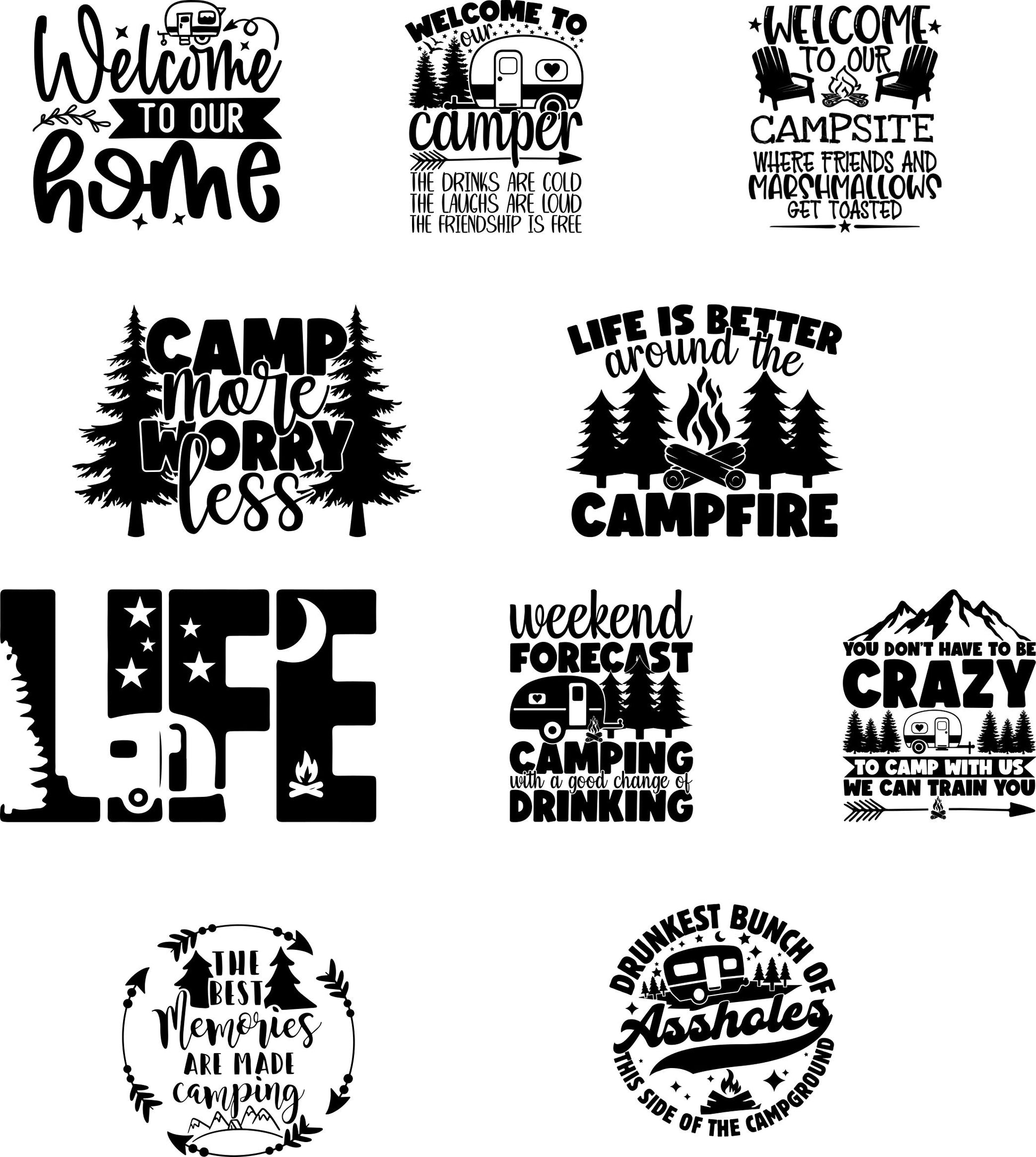 Campsite / Porch Small Bucket Decal (optional add on of bucket, light, your name) Lovey Makes It 